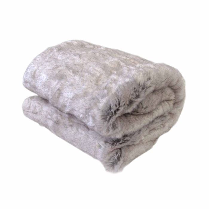 Luxury Faux Fur Animal Throw Rug 127 x 152 cm Taupe Reindeer
