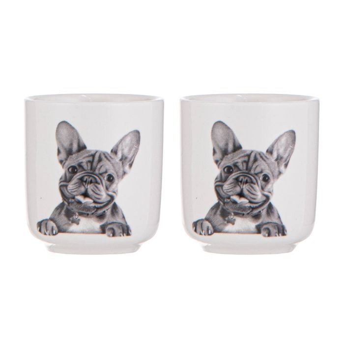 Ashdene Peeking Pups French Bulldog Set Of 2 Egg Cups