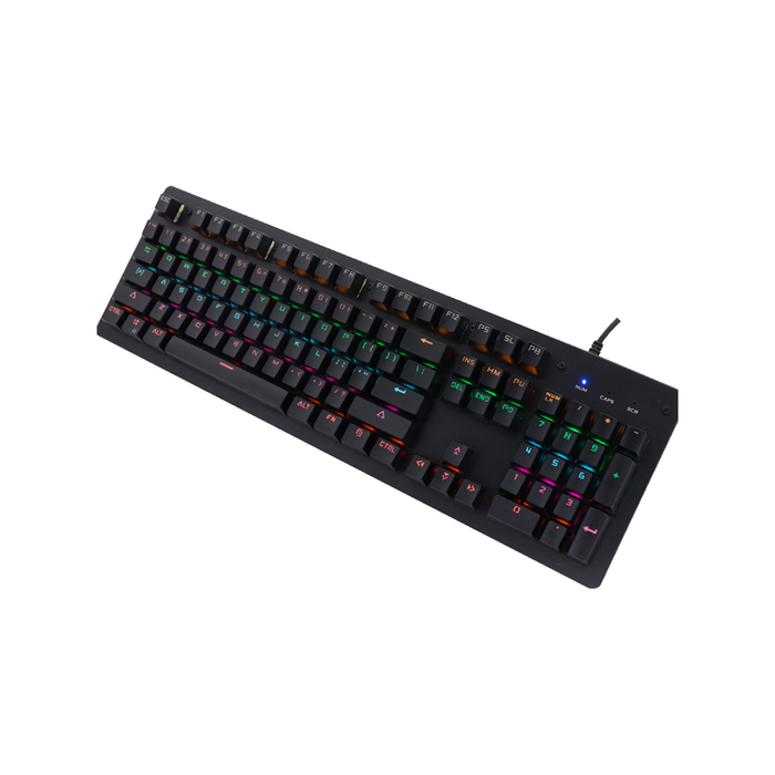 Mechanical Gaming Keyboard Linear Blue Switch 104 USB - Black