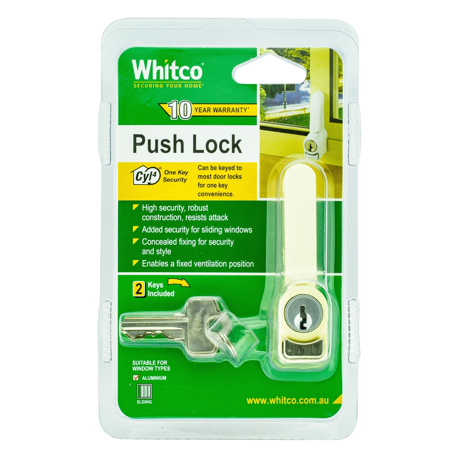 Whitco Sliding Window Push Lock - Primrose