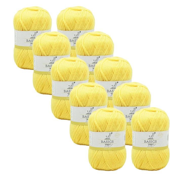 10x Malli Footy Yellow Blend Basic 100g Knitting Craft Yarn Acrylic/poly