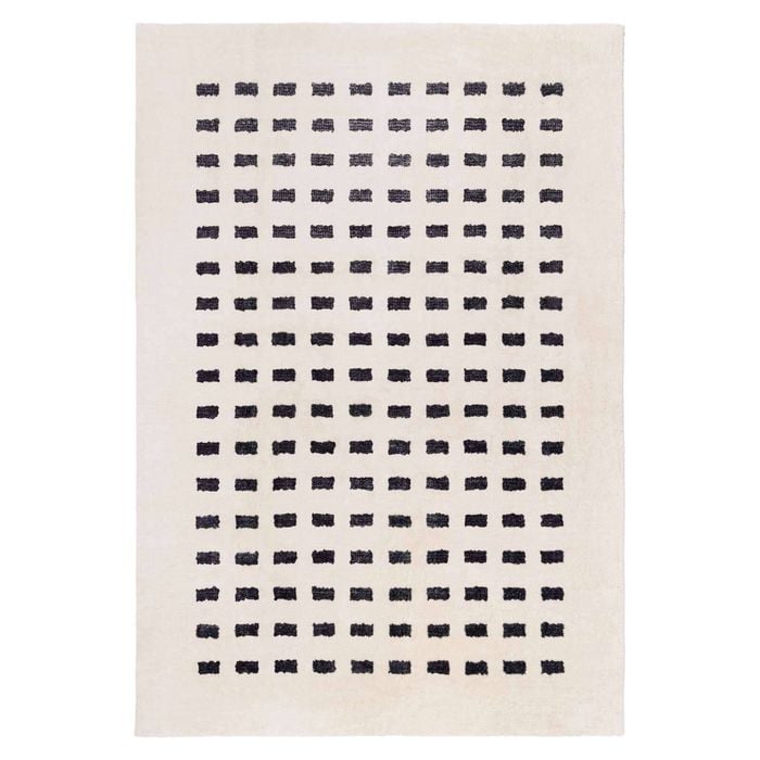 Loopsie-290cm X 200cm-taber Cream And Black Rectangles Washable Rug