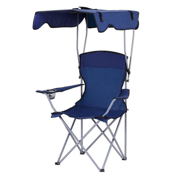 Weisshorn Camping Chair With Canopy Folding Outdoor Portable Seat Navy Blue
