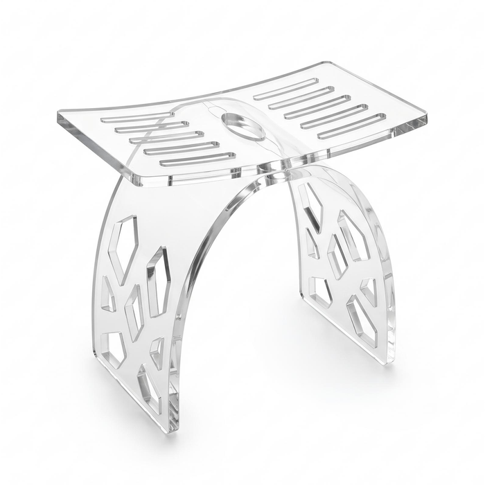 Nordhavn Acrylic Shower Stool 42x22x40cm, Heavy Duty Bathroom Bench, Clear