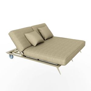 Nordhavn Double Light Brown Reclining Sun Lounger, Outdoor Folding Sunbed