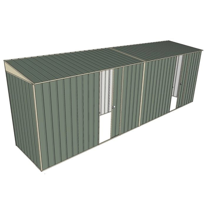 Build-A-Shed 1.2 x 6.0 x 2.0m Skillion Dual Single Sliding Side Doors Shed - Green