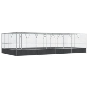 vidaXL Aviary with Extension Budgie Finch Pigeon Cage Parrot House Silver Steel