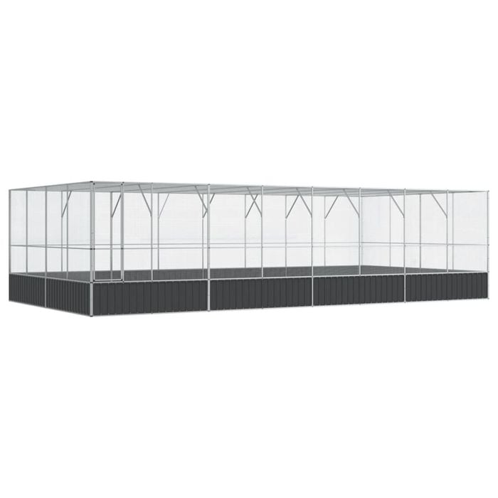 vidaXL Aviary with Extension Budgie Finch Pigeon Cage Parrot House Silver Steel
