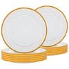 Argon Tableware 20cm Enamel Side Plates - Yellow Rim - Set Of 12 - 8inch Small Dish Plates Metal Enamel Tableware Dinner Set