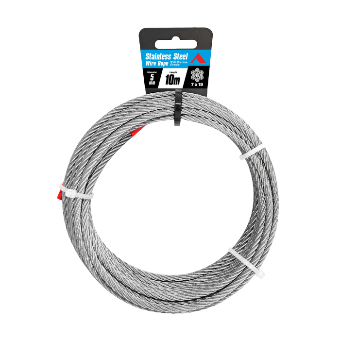 Pinnacle 5.0mm x 10m Marine Grade Stainless Steel Wire Rope