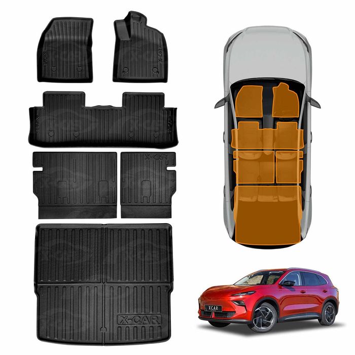 Floor Mats Boot Liner Set for MG MGS5 EV 2025-Onwards Cargo Kick Mats Back Seat Cover