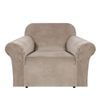 Smarcute 1 Seater Velvet Sofa Cover Armchair Cover Stretch Thick Plush Fabric Taupe