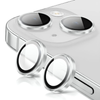 Metal Camera Lens Glass Individual Eagle Protector Cover - For Apple iPhone 14 / 14 Plus / 15 / 15 Plus (2pcs) - Silver