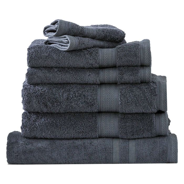7pc Renee Taylor Bath Towel Set Stella 650 GSM Super Soft Bamboo Cotton Indigo