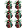 Catzon 6 Pcs Christmas Ball Ornaments 8CM with Pine Cones and Greenery for Xmas Party-Set 1