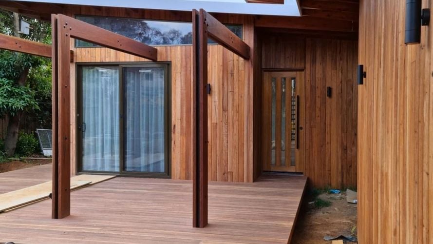 House with timber courtyard.