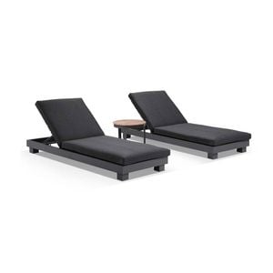 Outdoor Santorini Aluminium Sun Lounge Set W/ Round Table - Charcoal