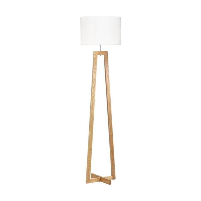 Urban Style Dana Floor Lamp Fabric Shade Tripod Timber Base Decor White
