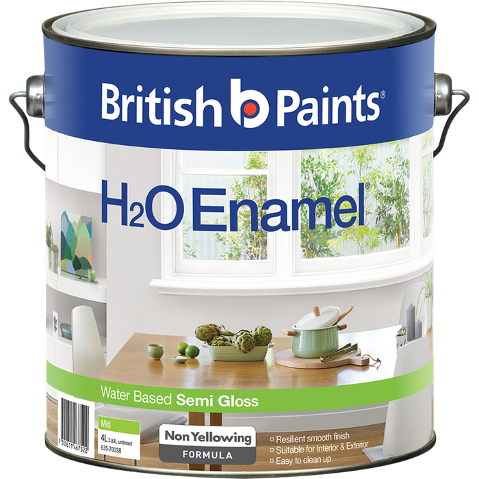 British Paints Mid Semi Gloss H2O Enamel Paint - 4L