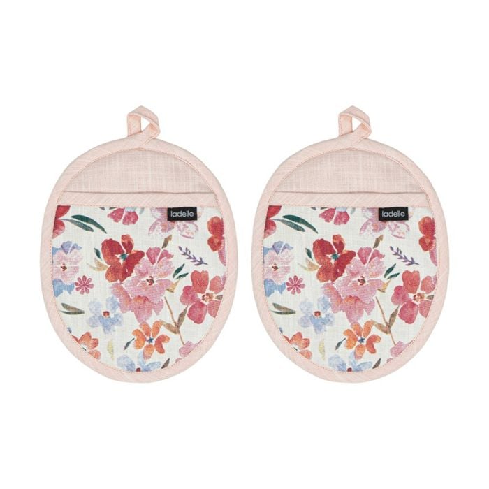 2x 2pc Ladelle Camille Soft Durable Pot Holder Cookware Floral