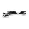 Bronte 3+2+1 Outdoor Aluminium Lounge Setting White With Coffee Table & Denim Grey Cushions