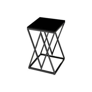 Elegant Collections Black Glass Beverly Side Table