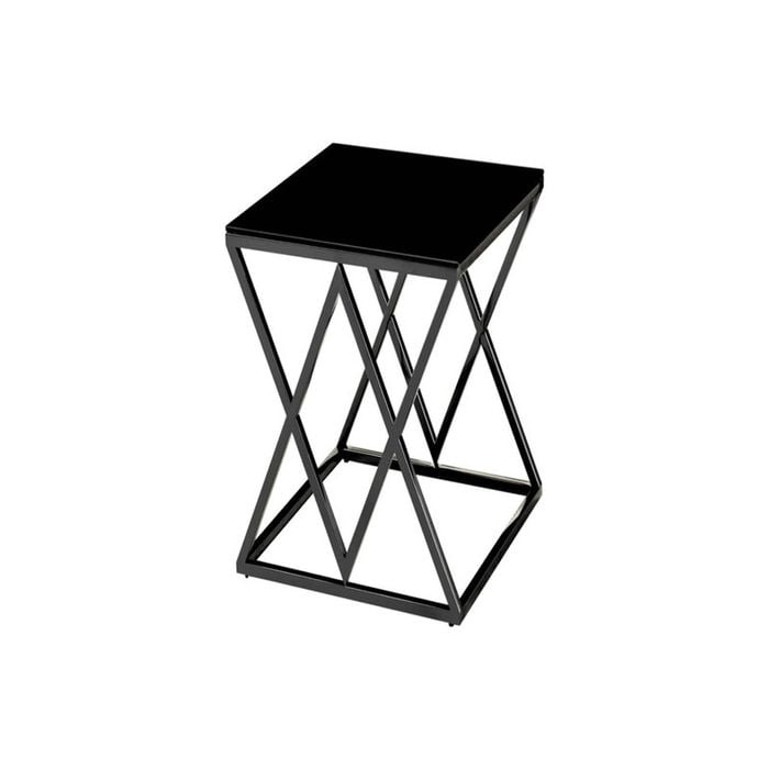Elegant Collections Black Glass Beverly Side Table