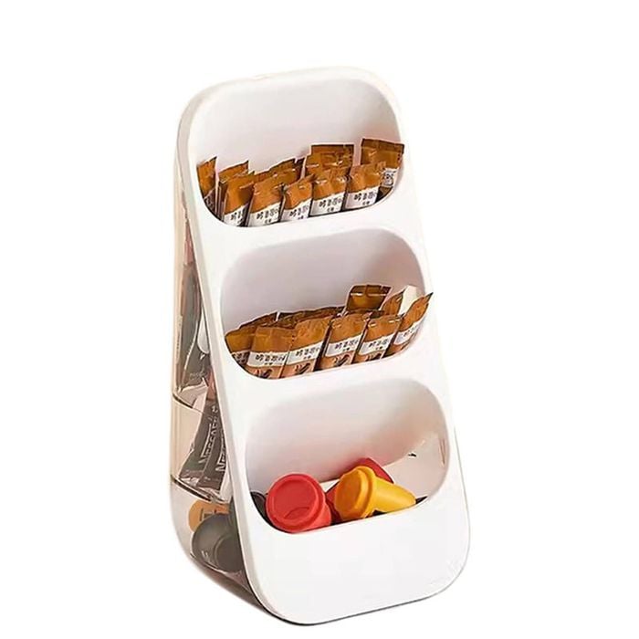 Catzon Utensil Storage Rack with Draining Hole for Makeup Desk Supplies-White