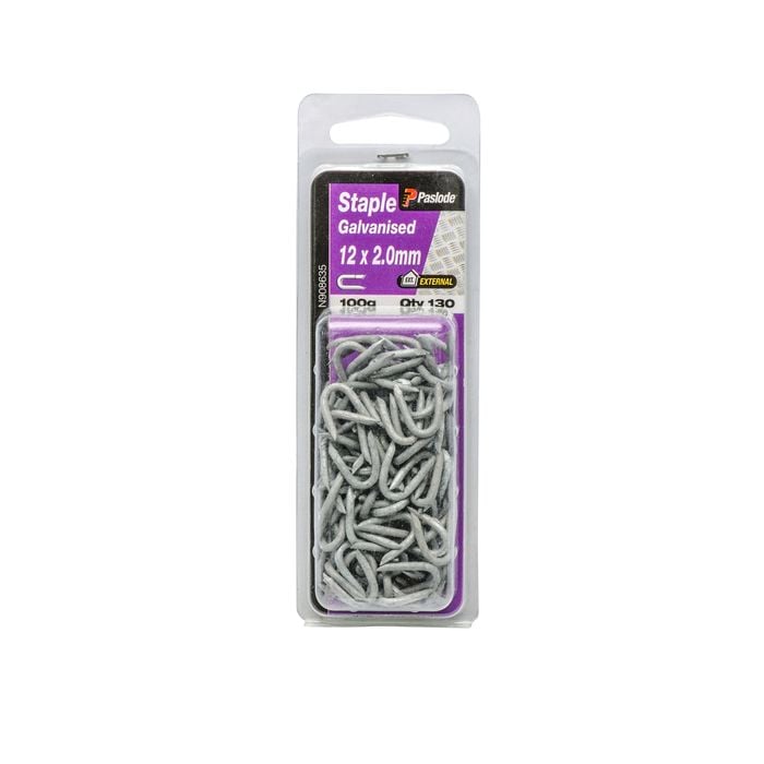 Paslode 12 x 2.0mm 100g Galvanised Staple Nail - 130 Pack