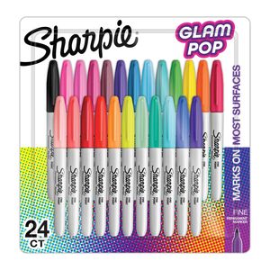 Sharpie Assorted Colours Glam Pop Fine Point Permanent Markers - 24 Pack