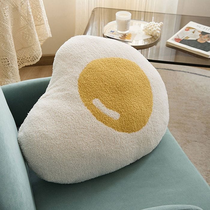 CottonMore Fluffy Fried Egg Sherpa Throw Pillow Hug Sofa Plush Cushion