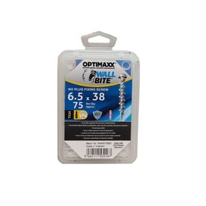 Optimaxx 6.5 x 38 Silver Wall Bite Masonry Screw - 75 Pack