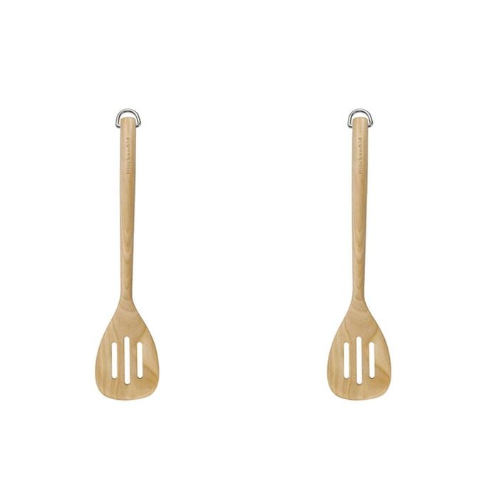 2pk Kitchenaid Birchwood Slotted Turner Wooden Kitchen Utensil Cooking Tool