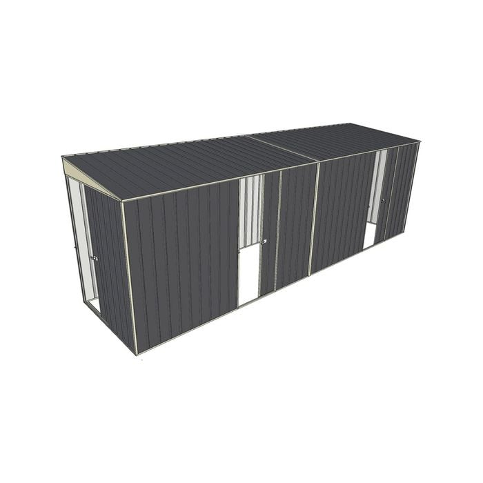 Build-a-Shed 1.5 x 6 x 2m Sliding Door Tunnel Shed with 2 Sliding Side Doors - Grey