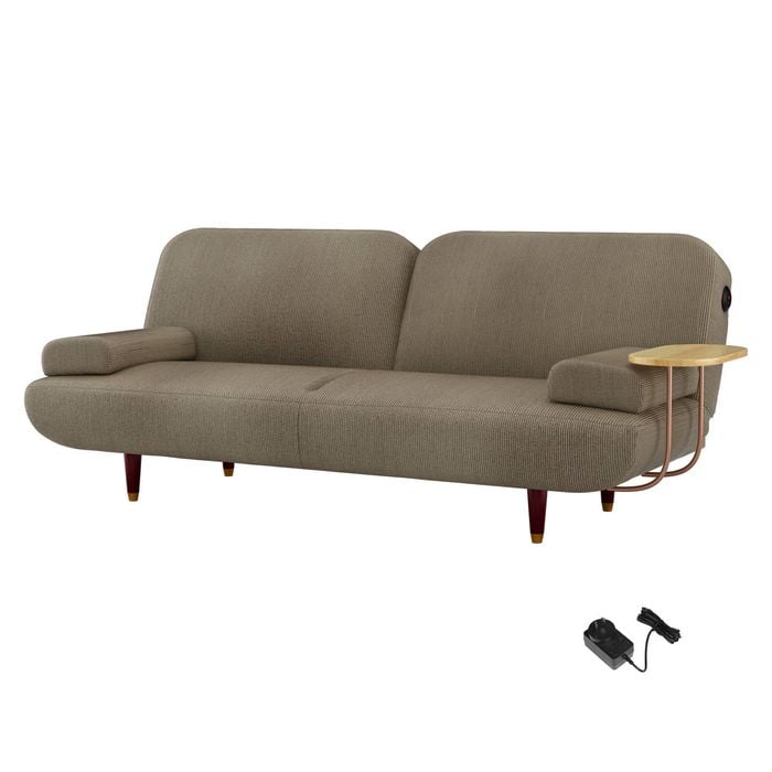 Levede Convertible Sofa Bed with USB Charge Side Table Khaki