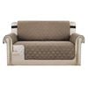 Smarcute 2 Seater Quilted Reversible Sofa Cover with Straps Taupe