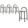 Oikiture 4x Bar Stools Dining Chairs Round Counter Seat Boucle