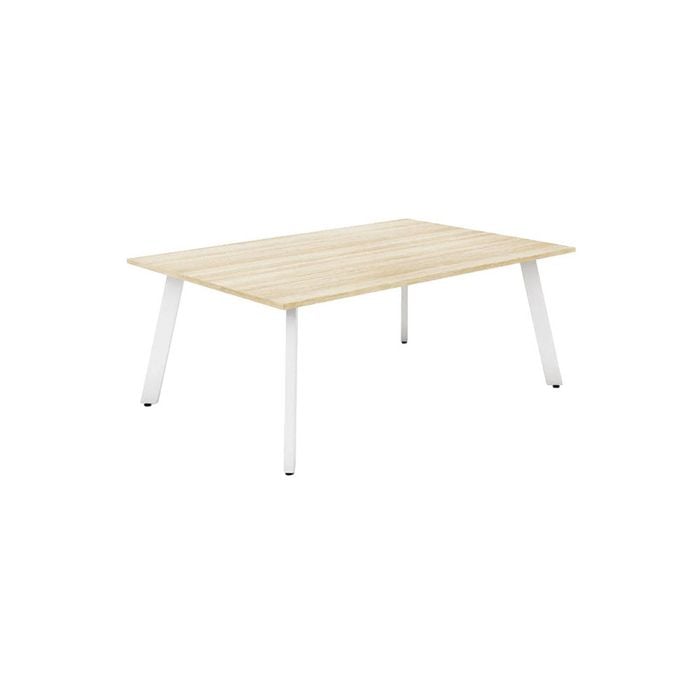 Olg Flare Table 4 Leg White Frame New Oak Ravine Top L1800mm X W750mm