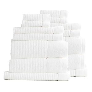 14pc Renee Taylor Cambridge 650gsm Textured Bath/hand/face Towel Mat Snow
