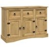 vidaXL Solid Mexican Pinewood Sideboard Corona Range 132x43x78cm Cabinet Unit