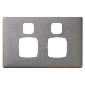HPM Gun Metal Linea Double Powerpoint Cover Plate