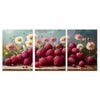 3pcs Bright Raspberries And Flowers Print 100% Australian Made 3 x 40x60cm (Metal Print)