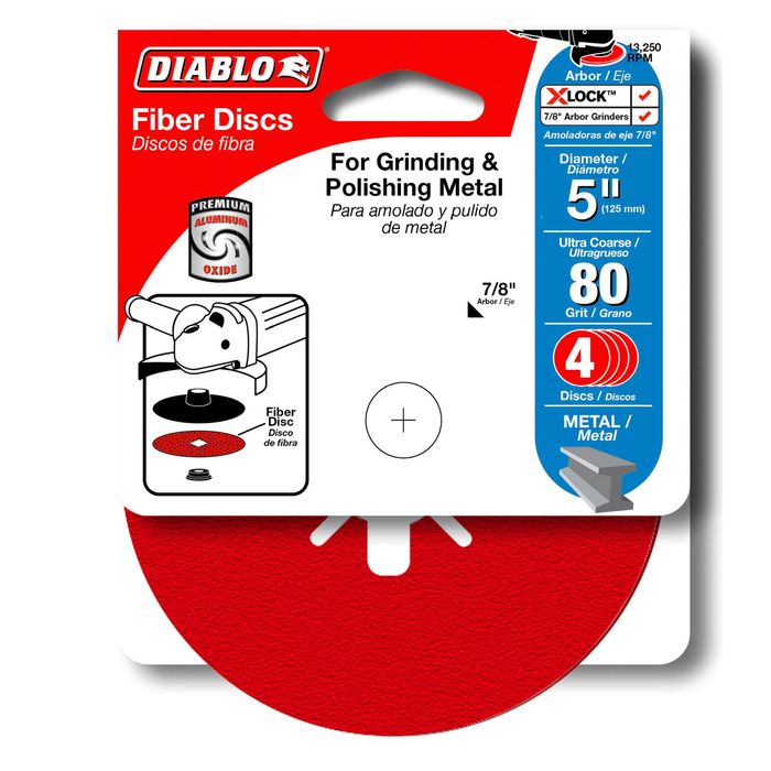 Diablo 125mm 80 Grit Aluminium Oxide Fibre Disc - 4 Pack