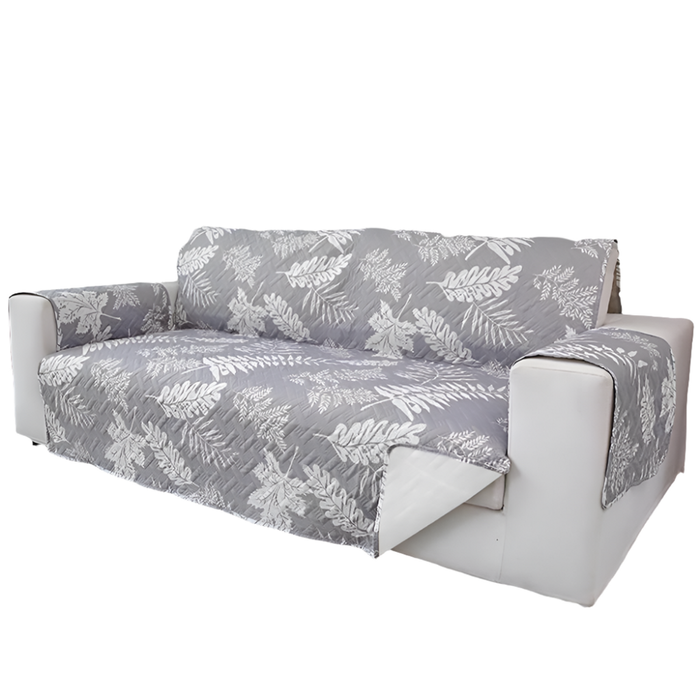 Splendid Living Sofa Cover Quilted Couch Covers Lounge Pet Protector Slipcovers Grey Leaves