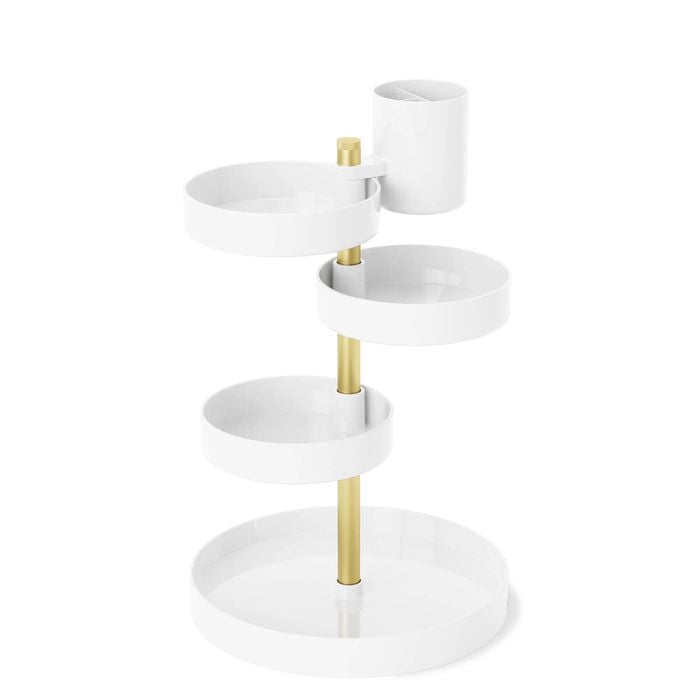 Umbra Pirouette Organizer White & Brass 23x23x3