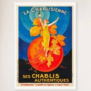 Galrie Elegant La Chablisienne Authentic Chablis Wine Vintage Poster for Home Decor, White Frame, A0 84 x 119cm (33 x 47inch)