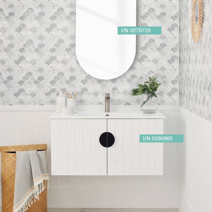 CIBO 900mm White Freshwater Wall Hung Bathroom Vanity With Black Handle ...