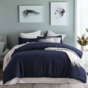 Accessorize Bedroom Collection Double Navy Waffle Polyester Quilt Cover Set