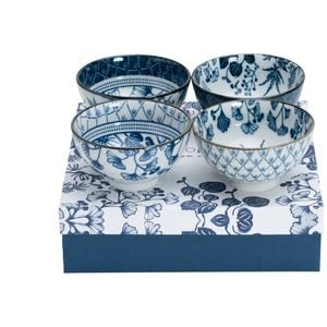4pc Tokyo Design Porcelain Rice Bowls Flora Japonica 12cm Dishwasher Microwave