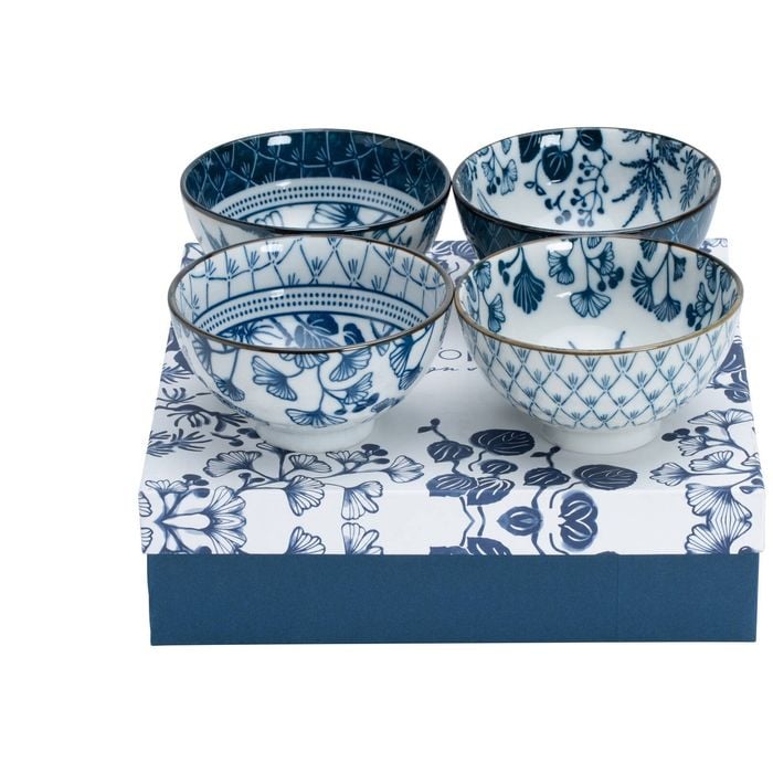 4pc Tokyo Design Porcelain Rice Bowls Flora Japonica 12cm Dishwasher Microwave